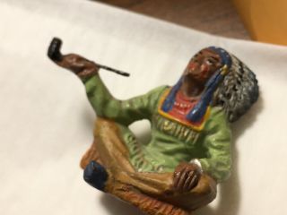 Elastolin Germany Composition Indian Chief With Pipe,  Hand Painted