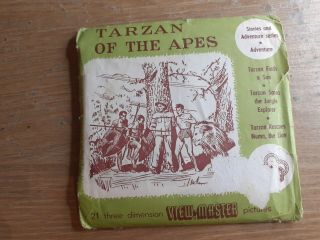 1955 Tarzan Of The Apes Viewmaster Gaf Belgium 3 Reels,  2 Booklets 976 - A,  B & C