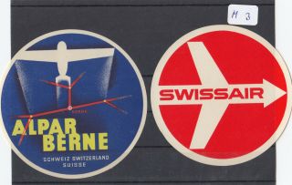 449,  2 X Alter Koffer Aufkleber " Schweiz " 50 - 60er Jahre,  Top Teile