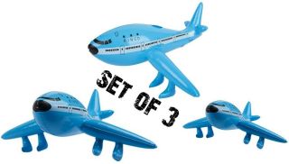 (set Of 3) 22 " Blue Jet Plane - Inflatable Airliner Inflate Toy Party Decoration