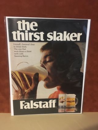 Vintage 1968 " The Thirst Slaker " Falstaff Beer Print Ad