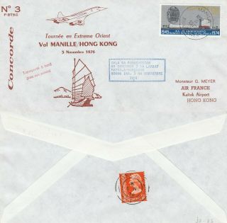 Concorde 1976 Air France First Flight Manila To Hong Kong Flown Cover
