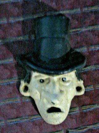 Drunk Man W Big Nose & Top Hat Cast Iron Wall Mount Bottle Opener Painted