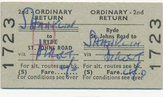 (isle Of Wight) British Railways Ticket 1723 - Ryde St Johns Road To Shanklin