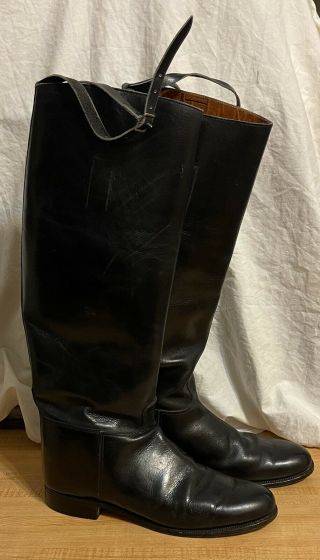 Vintage Black Leather Marlborough Riding Boots Size 9 Style 4654