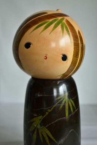 32cm (12.  6 ") Japanese Old Sosaku Kokeshi Doll : Design Bamboo : Signed Noboru