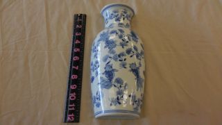Blue And White Fish Porcelain Wall Pocket Vase 12 " Floral