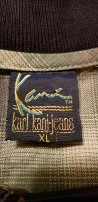 VTG Karl Kani jeans Gold Plate stripe 90 ' s rare stripe shirt SZ XL 100 cotton 3