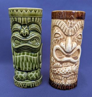 Set Of (2) Luau Hut Tiki Mugs Tumblers - Washington Dc - Vintage Originals