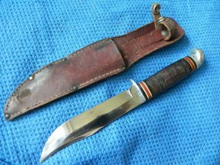 Vintage J C Higgins Hunting U.  S.  A.  Knife W/sheath.  Poss.  Field And Stream