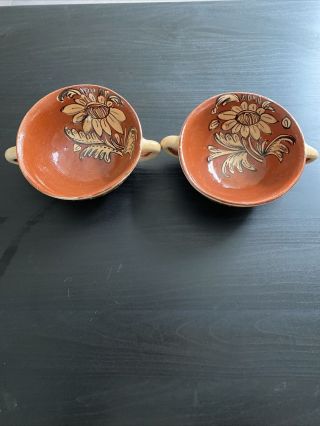 Vintage Tlaquepaque Mexican Pottery Fantasia Bowls With Handles