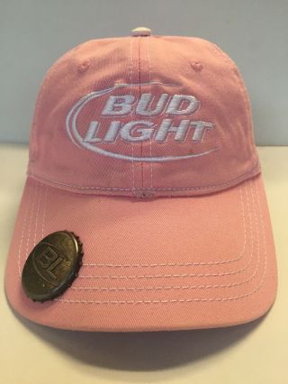 Bud Light Pink Cap Hat Adult Adjustable Cotton With Bottle Opener
