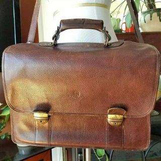 Vintage Schlesinger Brown Leather Briefcase Messenger Satchel Laptop Luggage Bag