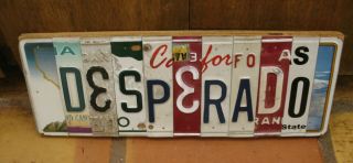 B1 - Desperado Western Old West Recycled License Plate Art Sign