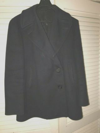 Vintage Us Navy Authentic Wool Pea Coat Wwii 40r Sailor Issued Blue Old Soldier