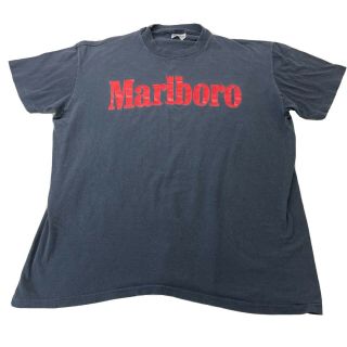 Vintage 80s Marlboro T Shirt Xl Black Single Stitch Cigarette Tobacco Trucker