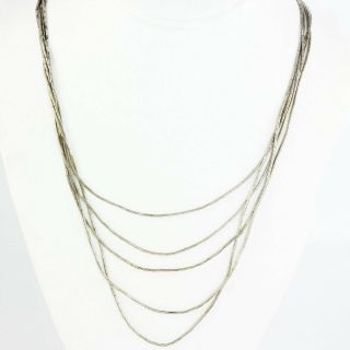 Vintage Southwestern Sterling Liquid Silver Graduated Strand Layered Necklace