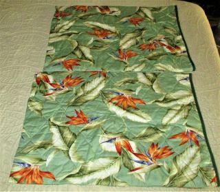 Hawaii Pair Pillow Shams Quilt Printed Fabric Bird Of Paradise Queen