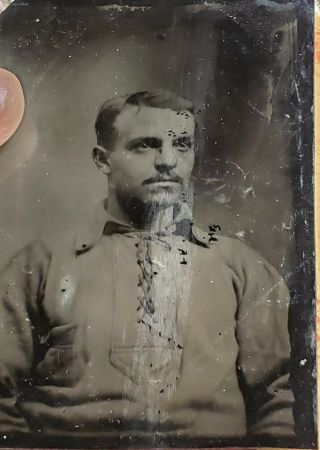 Antique Tintype Photo Western Cowboy in Old West Pioneer Skinner Shirt Outlaw? 2