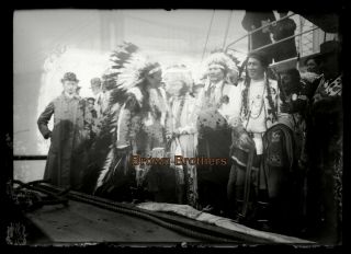 1913 Native American Indian Chiefs Ft Wadsworth Memorial Glass Photo Negative 2