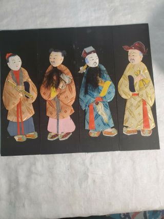 Vintage Antique Chinese Folding Paper Dolls The Eight Immortals 9” Tall Screen 2