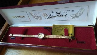 Dufonte By Lucien Picard Quartz Ladies Watch Vintage Gold Weave Band Exquisite