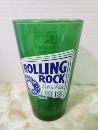 Rolling Rock Extra Pale Beer Glass Green Old Latrobe 16 Oz.  Pint