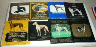 Collectable Port Labels - Set Of 8 Assorted Greyhound Racing Port Labels