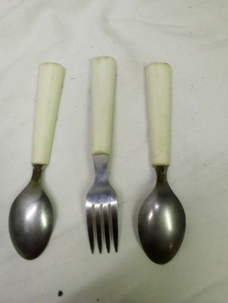 Vintage Bozo the Clown 2 Child ' s Spoons 5 Inches Long 1 Fork. 2