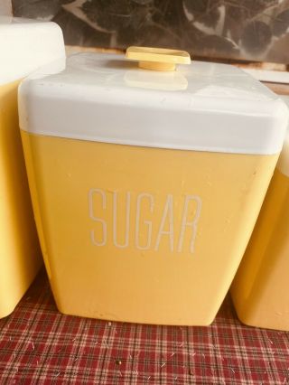 Vintage Set Of Kitchen Canisters Flour Sugar Coffee Tea 3