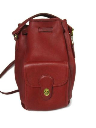 Rare Vintage Coach Red Leather Daypack Backpack Purse