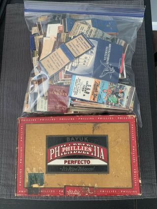 Vintage 400 Matchbook Covers And Phillies Cigar Box
