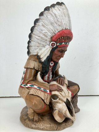Native American Indian Chief Statue Provincial Mold 92 Ceramic Buffalo BullSkull 2