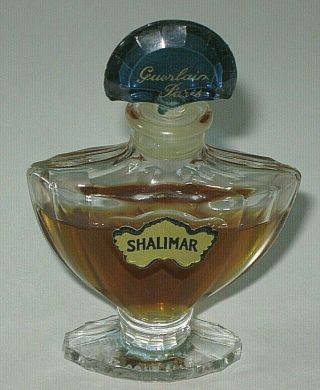 Vintage Guerlain Shalimar Perfume Bottle 1/3 Oz Open 1/2 Full 1970s - 3 " Height