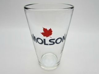 Molson Beer Pint Glass Clear Mug Canadian Maple Leaf Logo Rare Htf Barware