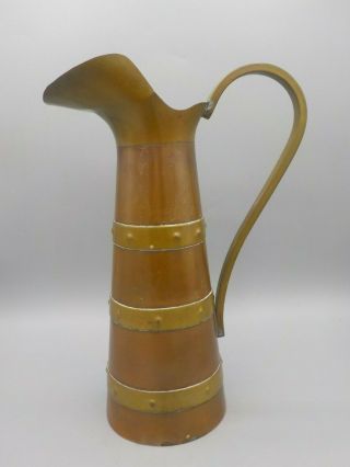 Antique Vtg Mexico Copper & Brass Riveted Beer Moscow Mule Pitcher Martinez