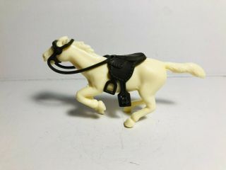 Marx Recast 60mm Cream Colored Horse And Recast Cavalry Saddle.
