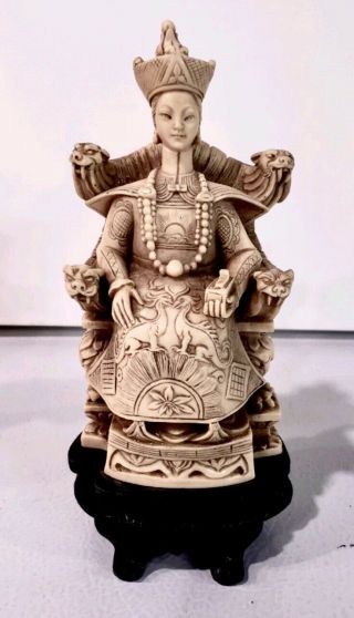Vintage Chinese Ivory Color Emperor and Empress Figurine 3