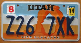Utah 2014 Life Elevated Arch Graphic License Plate Quality Z26 7xk