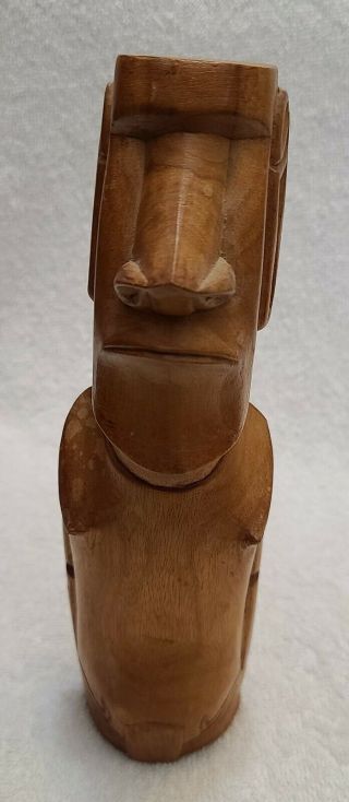 Easter Island Moai Hand Carved Wood Wooden Male Statue Figure - 8 3/4 " Tall