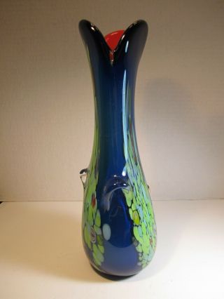 Vtg Norleans Co.  Japan Heavy Thick Hand Blown Art Glass Vase Millefiori Canes