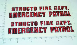 Structo Fire Department Emergency Van Stickers St - 099