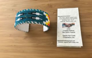 Authentic Apache Craft Loom Beaded Hard Bracelet 7 " X1.  2 " 937