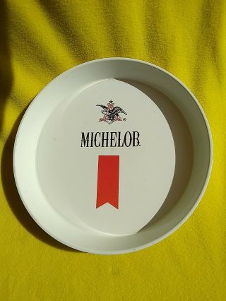 Michelob Beer Serving Tray Vintage Barware White Plastic 13” Diameter