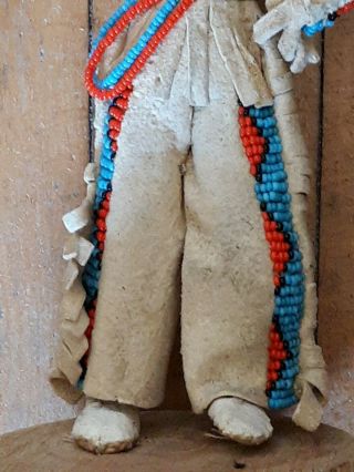 Shoshone Indian handmade doll leather and beads 7.  5 