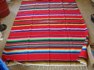 Vintage Mexican Southwestern Saltillo Serape Blanket 84 " X 62 " Finely Woven