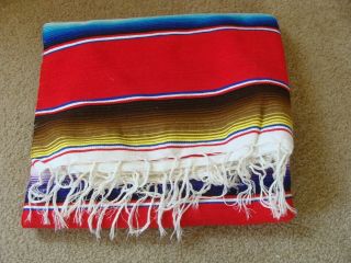 Vintage Mexican Southwestern Saltillo Serape Blanket 84 