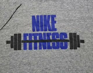Vintage 1980s Nike Fitness Barbell Rayon Tri Blend Made In Usa Medium Shirt