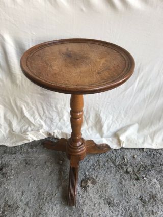 Ancien Table D’appoint Sellette Tripode Bois Vintage