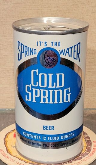 1970s Bottom Opened Cold Spring Straight Steel Pull Tab Beer Can Mn